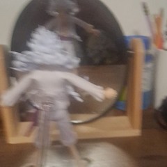 Anime/Manga Style White Hair Action Figure, Plastic, Purple/Beige, Stand