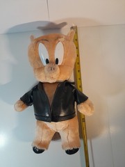 Vintage Looney Tunes Porky Pig Plush Biker Jacket ACE 1997 Warner Bros Used Pics