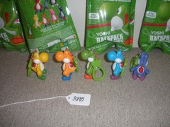 5) 2″ DIFFERENT COLORS YOSHI BackPack Buddies Clip Keychain Super Mario