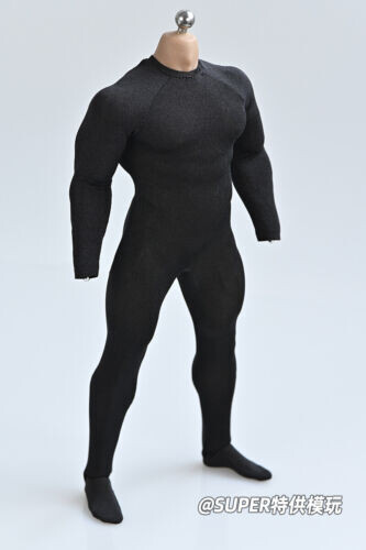 1/12 Black Ice Silk Elastic Bodysuit Clothes Fit 6” Male Action Figure Body Toy