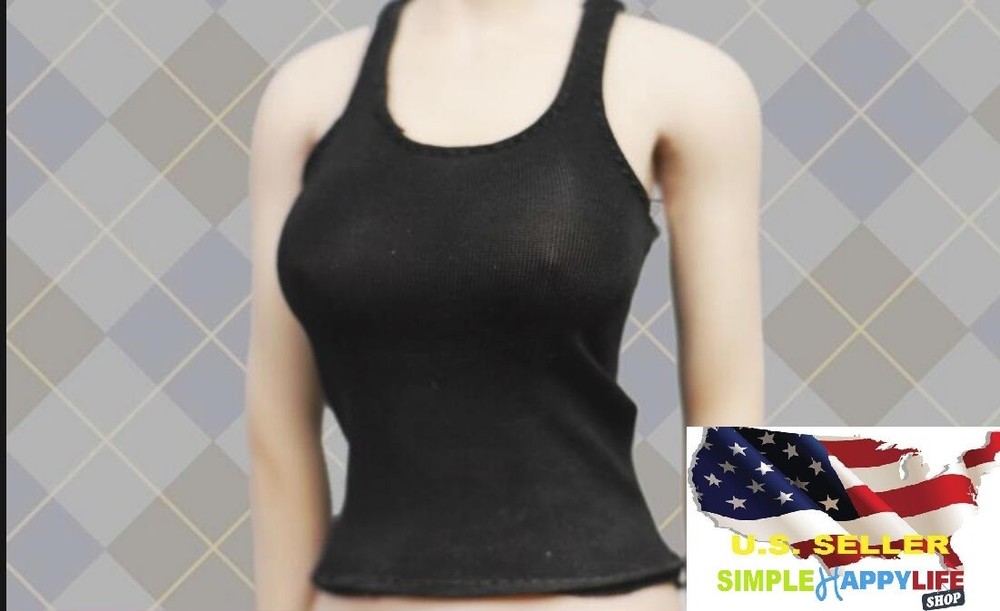 1/6 women black tank top vest classic for 12″ female figure phicen kumik ❶USA❶