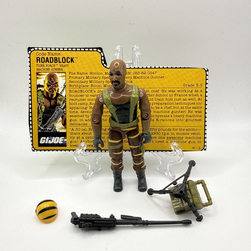 1988 GI JOE TIGER FORCE ROADBLOCK v3 100% COMPLETE WITH FILE CARD