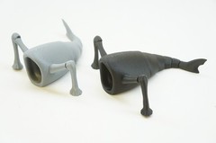 SEA EATER 3D Printed Flexible fidget toy Bloop Vs El Gran Maja Sea Creature SLVR