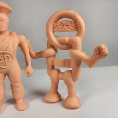 Lot of 2 Vintage Japanese Kinnikuman Flesh Color Figures Chainman & Curry Cook