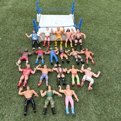 Lot Of 19- WWF TITAN SPORTS LJN COLLECTIBLE WRESTLERS 8 “ Plus RING