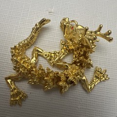 Chinese Gold Tone Articulated Dragon Figurine 3D Zodiac Tabletop Feng Shui Decor