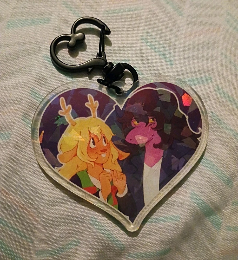Deltarune Fan Made Heart Keychain Noelle X Susie Suselle Yuri Sparkle Acrylic