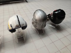 Star Wars Diecast Lot of 6 Black Silver Red Mini Helmets w/ Stands Plastic