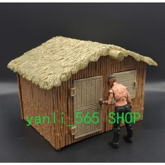 Action Figure DIY 1/18 Scale Small Wooden House Scene Props Model Fit 3.75”