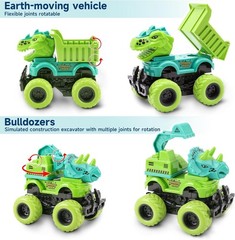 Dinosaur Monster Truck Toys Set for Boys 3-5 Years with Mini Dinosaur Figures