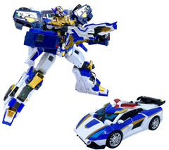Metal Cardbot S BLUE COP TRINITY Police Car Armor Bus Transforming Robot 2024