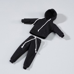 USA 1/12 Black Hoodie Pants Trousers Clothes For 6″ Male TBL Action Figure Body
