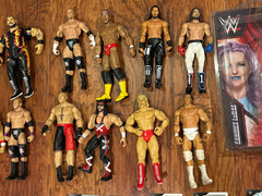Lot of WWE WWF Action Figures and Cards (1 Autographed) Brock Lesnar,Ric Flair