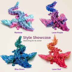 3 PCS 3D Printed Dragon with Wings, 3D Dragon 9″ Articulated Winged Dragon for H