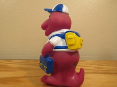 Vintage 1992 Lyons Group Barney Purple Dinosaur Coin Piggy Bank Back to School +