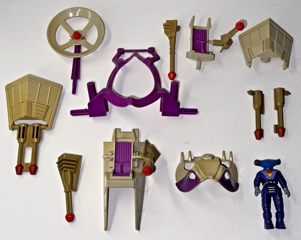 1987 Tyco Dino Riders Triceratops Parts + Hammerhead Figure AS IS Brain Box Seat