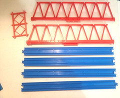 Vtg TOMY Plarail Blue Train Track Bridge Lot 145 pc Thomas & Friends TrackMaster