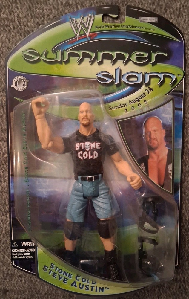 Stone Cold Steve Austin 2003 WWE SUMMER SLAM Jakks Pacific-SEALED IN BOX
