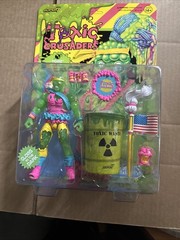 Super7 Toxic Crusaders Toxie Action Figure Glow in Dark w/ Flag Barrel