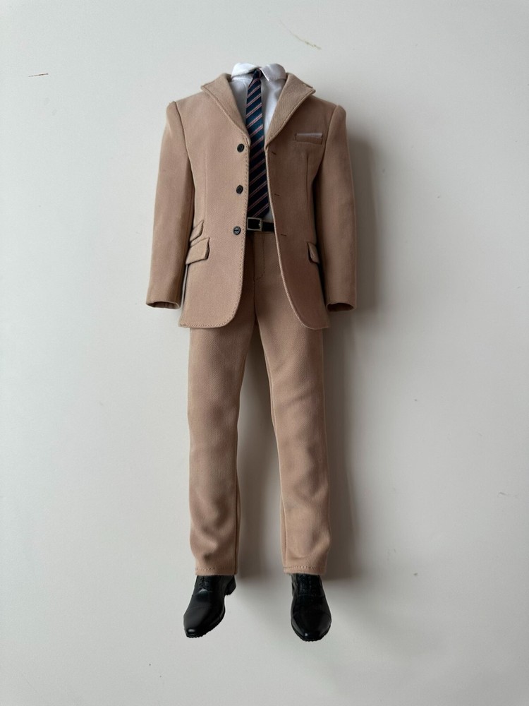 1/6 Beige suit casual Coat Pants Shoes Clothes Fit 12” Male Action Figure Toy
