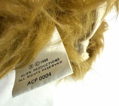 1988 Alf Alien Productions Plush Polyester Cookin With Alf Apron Brown