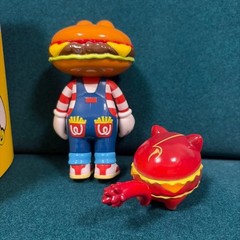 Used Happi Class Burger Kun HC#033 Big Size Figure Herocross Rare Designer Toy