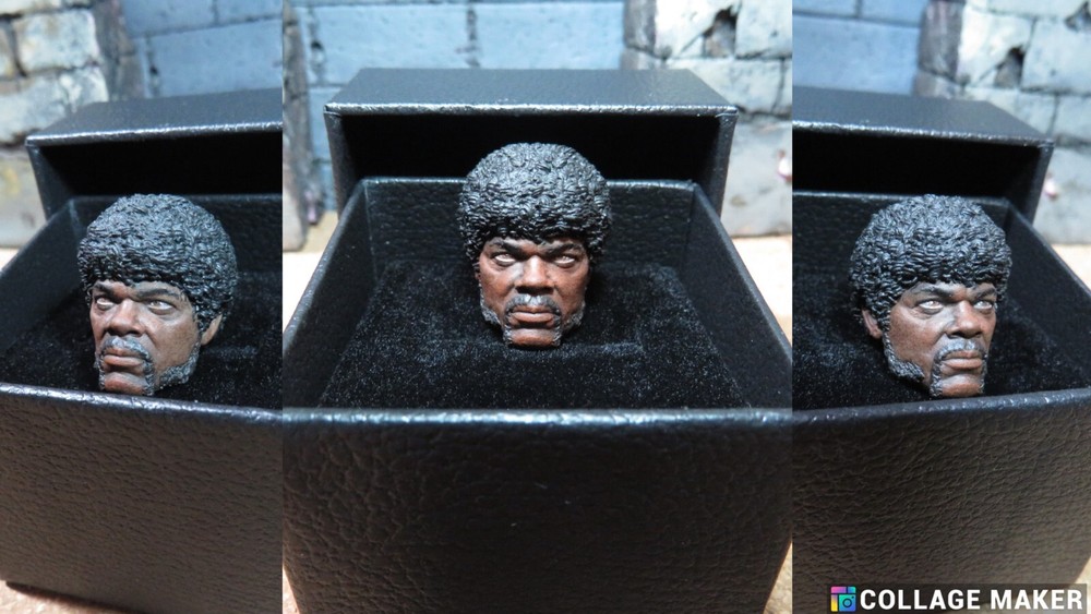 Custom painted head for Pulp Fiction’s “Jules” (Sam L Jackson) 1/12 kit bash