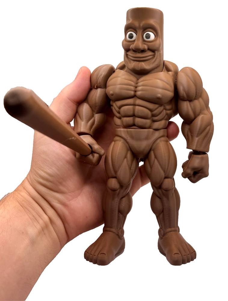 Tung Tung Muscle Sahur | Italian Brainrot 3D Printed Figurine | Meme Collectible