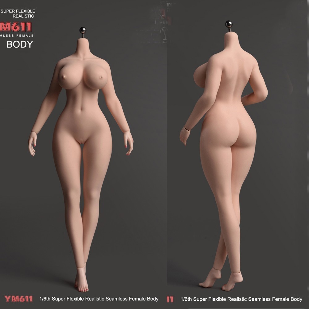 YM611 1/6 Female Big Bust Suntan/Pale Plump Seamless Doll Body 12″ Action Figure