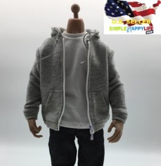 1/6 scale Man Zip Hoodie grey for 12″ figure hot toys Phicen worldbox ❶USA❶