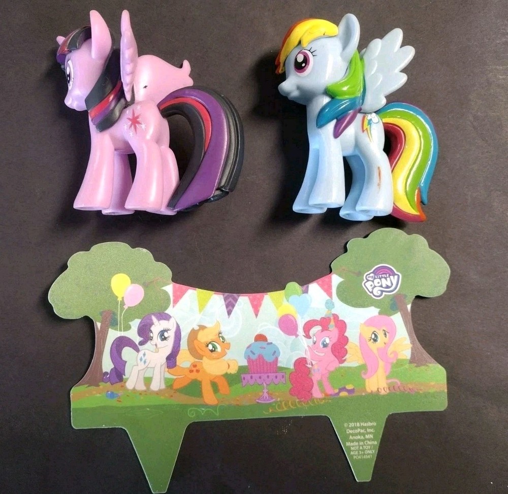 My Little Pony Cake Topper, 3-Piece Deco with Rainbow Dash and Twilight Sparkle