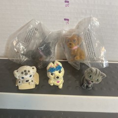 Puppy In My Pocket & Kitty In My Pocket Flocked Figurines 3 Used & 2 BRAND NEW