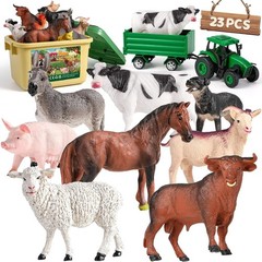 Large Farm Animal Figures Farm Truck 23pcs Cow Horse Sheep Pig Play Set For Kids