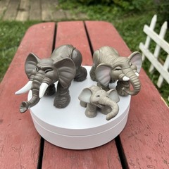 Fisher Price Elephant Animal Families Figures Lot Posable Zoo Set of 3 Vintage