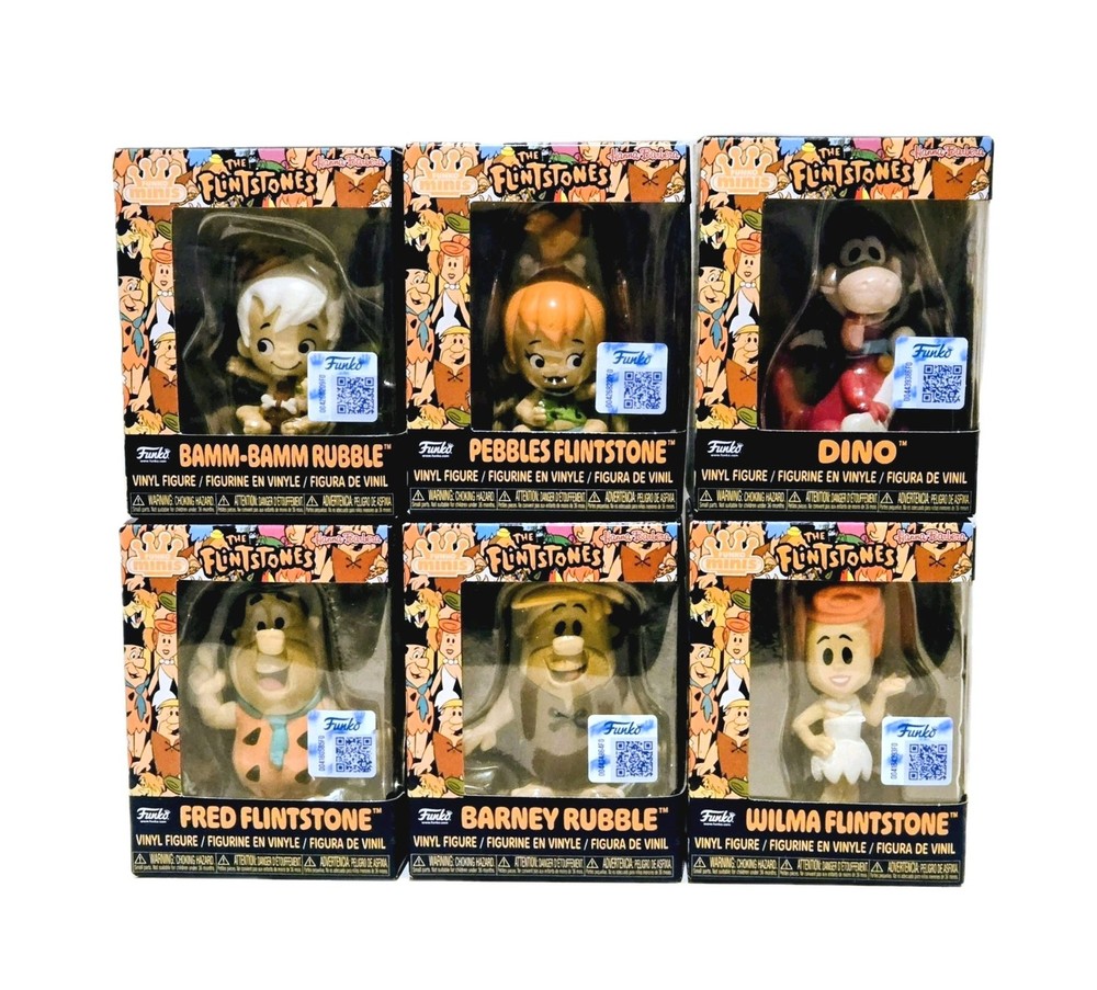 Funko Minis – Hanna Barbera – Complete Set of 6 The Flintstones Vinyl Figures.