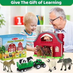 Farm Animals Toys for 1 2 3 4 5 Year old Toddlers Girls Boys, Big Red Barn Farm