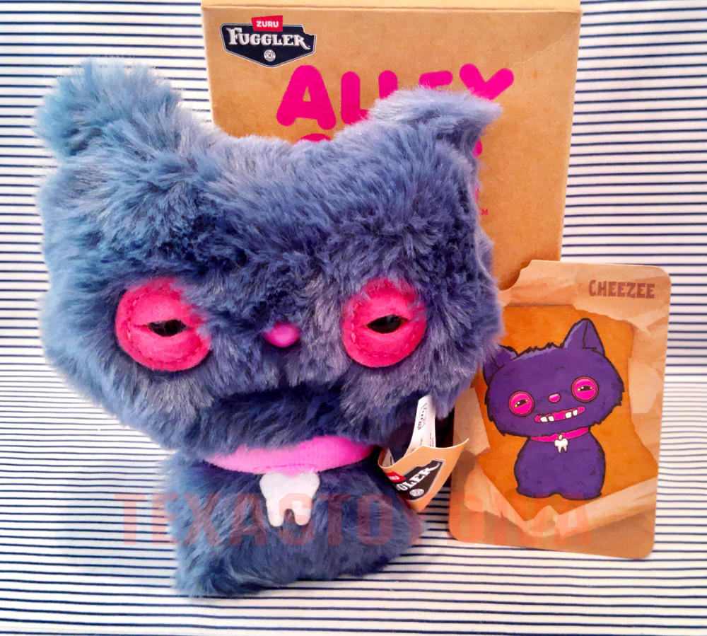Zuru Fuggler Alley Cats Cheezee Calico Cat Plush Bag Charm Keychain 5″ & Card