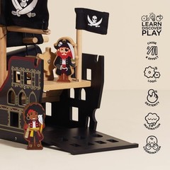 Le Toy Van Barbarossa Pirate Ship Set Wooden Toys for Kids Ages 3 years & Up