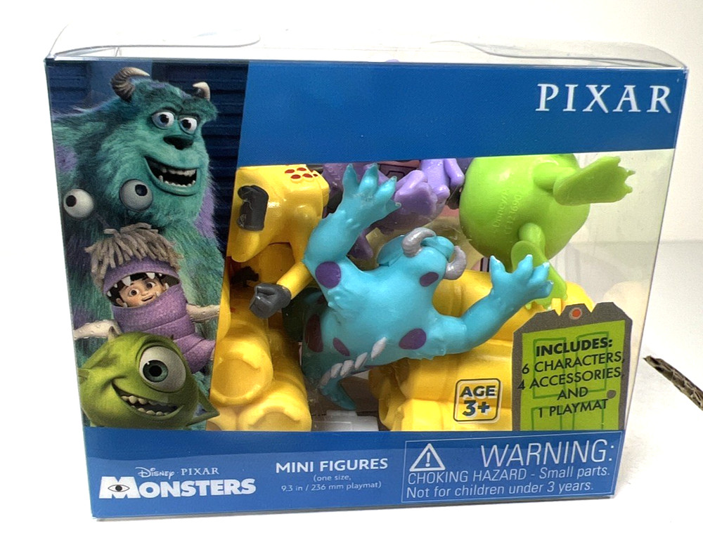 NEW! DISNEY PIXAR MONSTERS INC. Critter Crate 6 Mini Figs. Playmat & Accessories