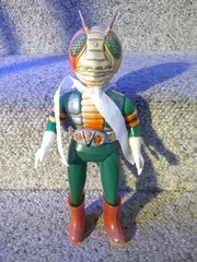 70’s Kamen Rider Japan Soft Vinyl Bandai Popy 11″ Figure w/Mask Belt Scarf VG