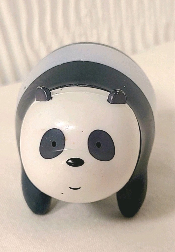 We Bare Bears Panda Bear Figure Black White Striped PVC Toy Cartoon Cake Topper