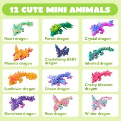 12 Pcs 3D Printed Dragon Blind Box Series, Mystery Box Party Favors 5.9″ Dragons
