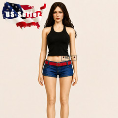 1/6 Tank Top Denim Shorts Belt Outfit Set For 12″ PHICEN Hot Toys Female Figure