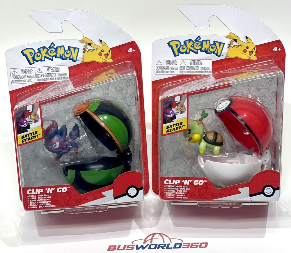 POKEMON Clip ‘N’ Go Balls ZORUA + Dusk Ball & TURWIG + Poke Ball – LOT of 2x NEW