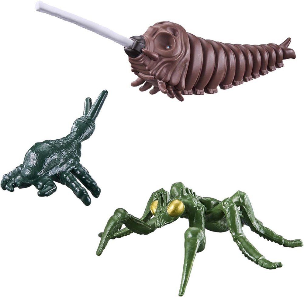 BANDAI GODZIBURST MOTHRA (1992) LARVA 60mm KAMACURAS 60mm & SHOCKIRUS 45mm