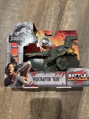 Jurassic World Battle Damage Velociraptor Blue Dinosaur Figure