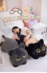 50-90cm Giant Black Cat Plush Toy Kawaii Cuddly Stuffed Pillow Kids Gift