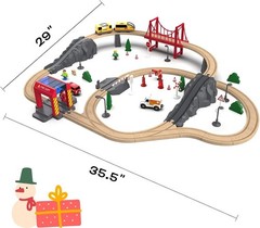 72Pc Wooden Train Tracks Lot Railway Pieces Set Play for Thomas the Train Brio