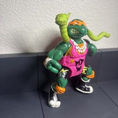 1991 Vintage TMNT Shell Slammin’ Mike Figure w/ Sewer Snake Ninja Turtles