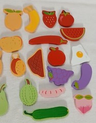 Wooden Pieces (24) Child’s Play Toddler Toys Food Fish Fruit Colorful Shapes